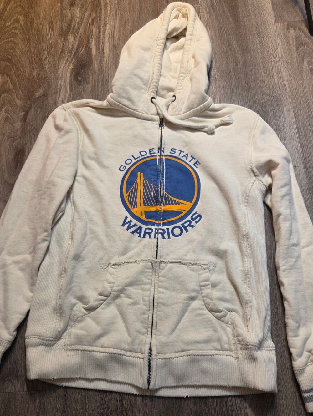 Mitchell & Ness Golden State Warriors Cream Zip Hoodie
